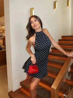 Robe Courte à Pois Col Montant Juliette