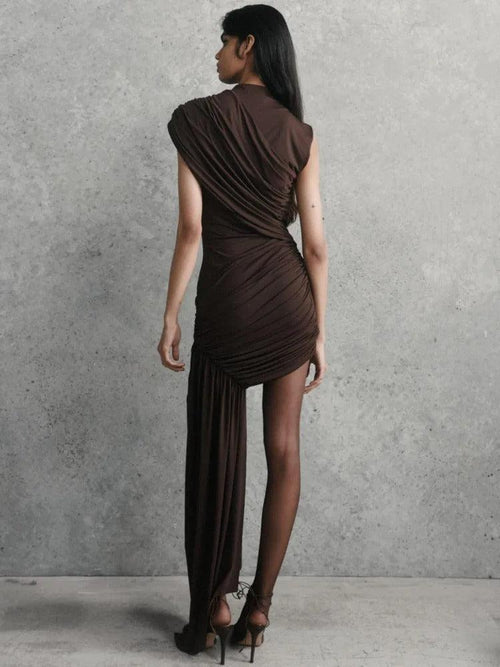 Robe Courte Asymétrique Drapée Porto