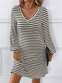 Robe Courte en Maille Côtelée Eléa - Rayé / 34