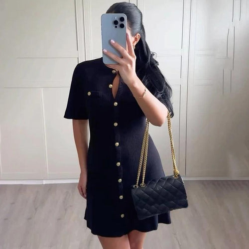 Robe Courte en Maille Côtelée Victoire
