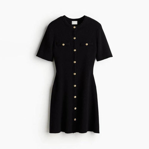 Robe Courte en Maille Côtelée Victoire