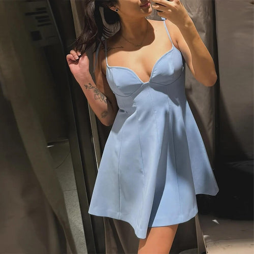 Robe Courte Évasée à Bretelles Nouées Sienna Christiane