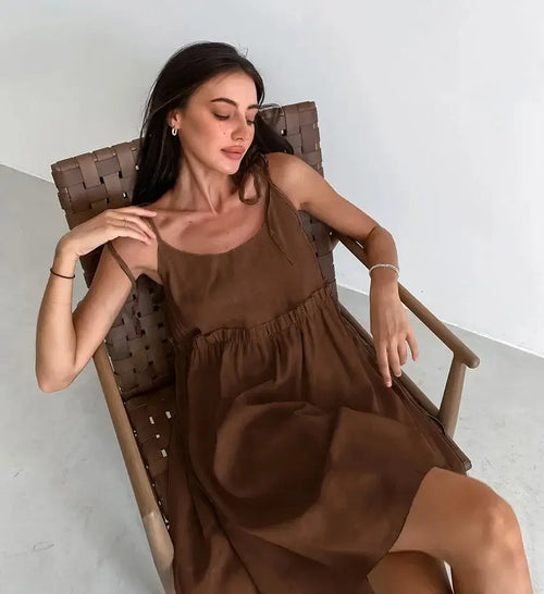 Robe courte fluide à bretelles nouées Maëlle