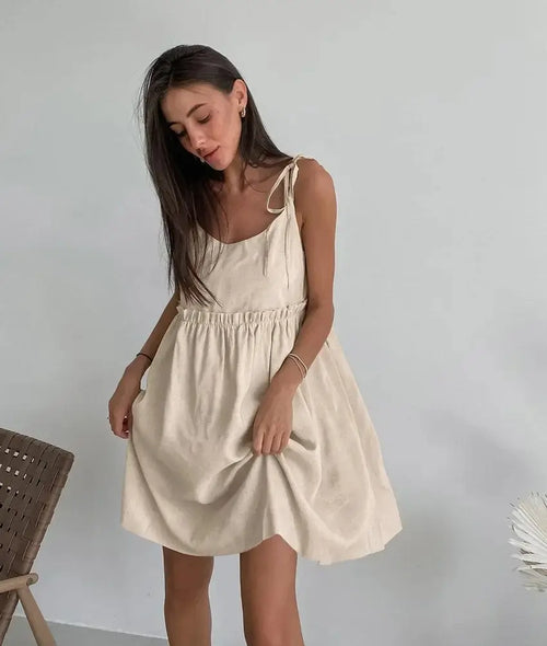 Robe courte fluide à bretelles nouées Maëlle