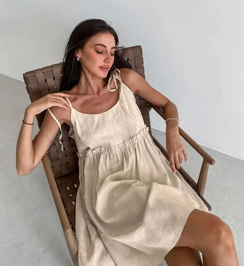 Robe courte fluide à bretelles nouées Maëlle