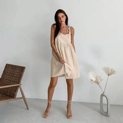 Robe courte fluide à bretelles nouées Maëlle