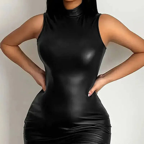 Robe Courte Moulante en Similicuir Domitille