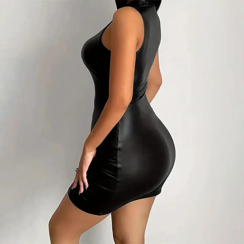 Robe Courte Moulante en Similicuir Domitille