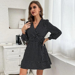 Robe Courte Portefeuille à Pois Lison