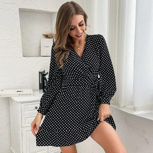 Robe Courte Portefeuille à Pois Lison
