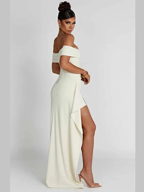 Robe de Soirée Bardot Fendue Sidonie