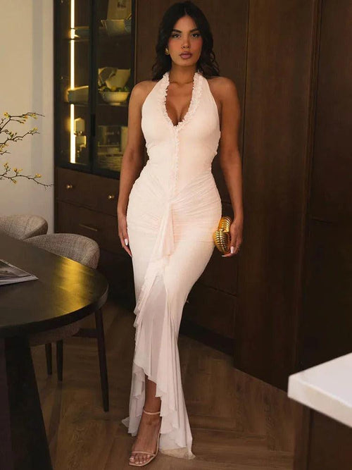 Robe de Soirée Dos Nu Halter Garance