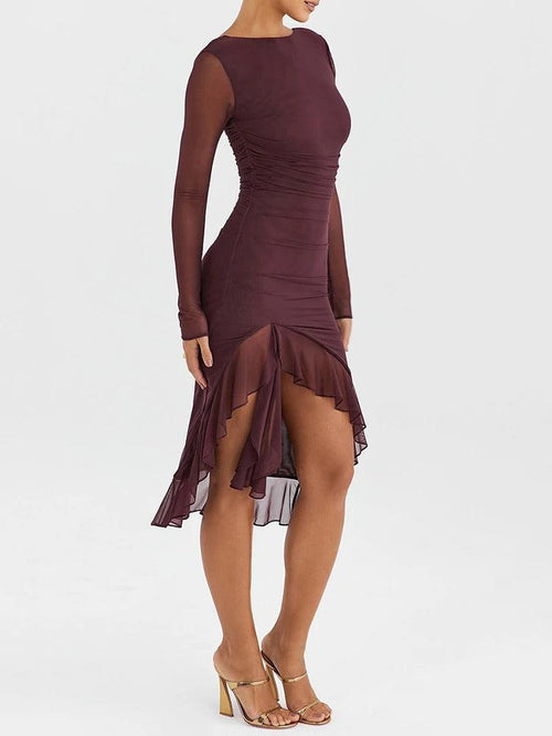 Robe de Soirée Midi Asymétrique Céleste