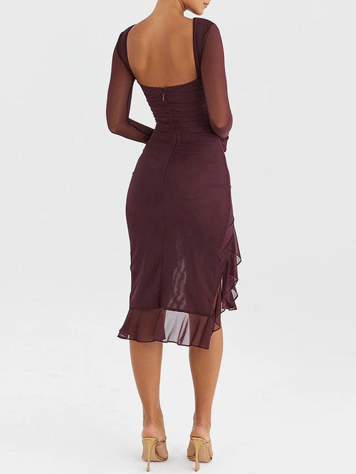 Robe de Soirée Midi Asymétrique Céleste