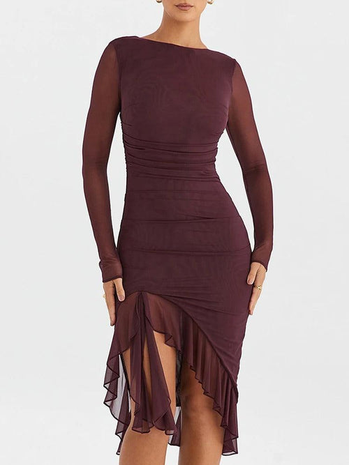 Robe de Soirée Midi Asymétrique Céleste