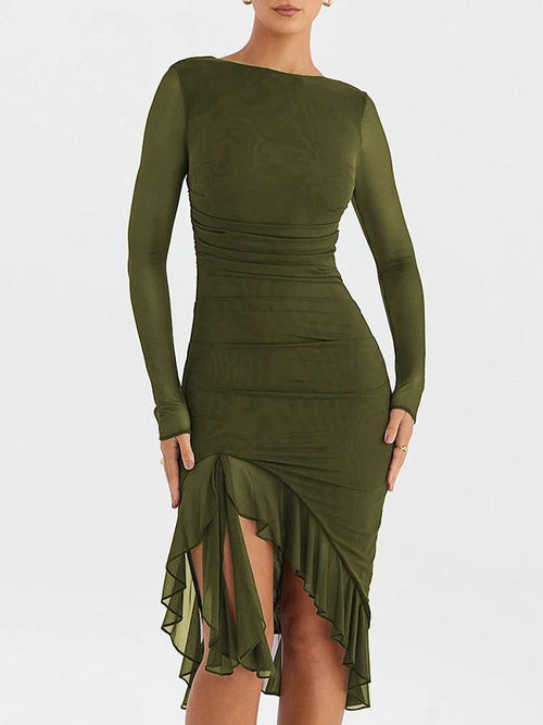 Robe de Soirée Midi Asymétrique Céleste