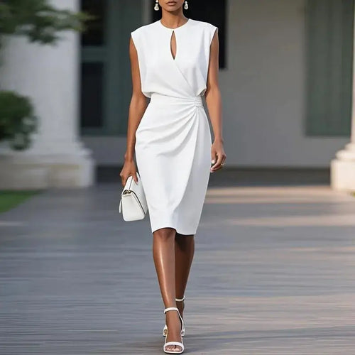 Robe Droite Drapée Anaïs - Blanc / XS