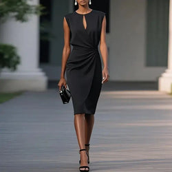 Robe Droite Drapée Anaïs - Ciel / XS