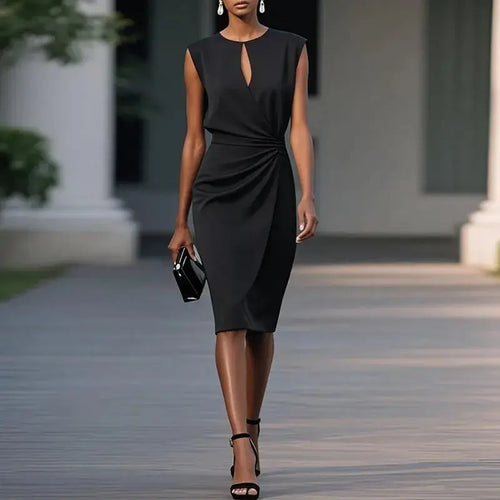 Robe Droite Drapée Anaïs - Noir / XS
