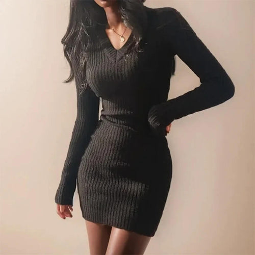 Robe en Maille Côtelée Avelin - Noir / 34