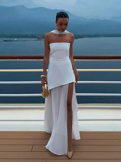 Robe en Satin Sans Bretelles Portofino