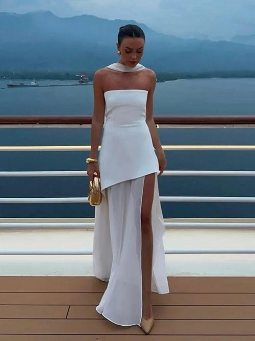 Robe en Satin Sans Bretelles Portofino