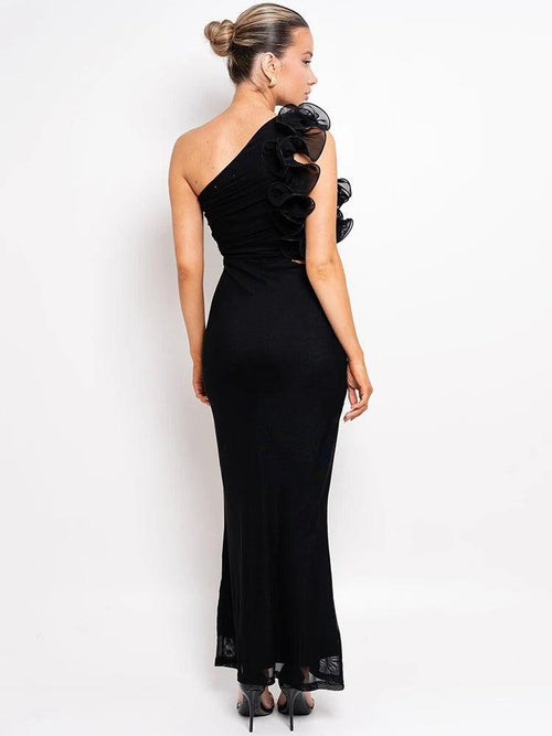 Robe Longue Asymétrique à une Épaule Lara