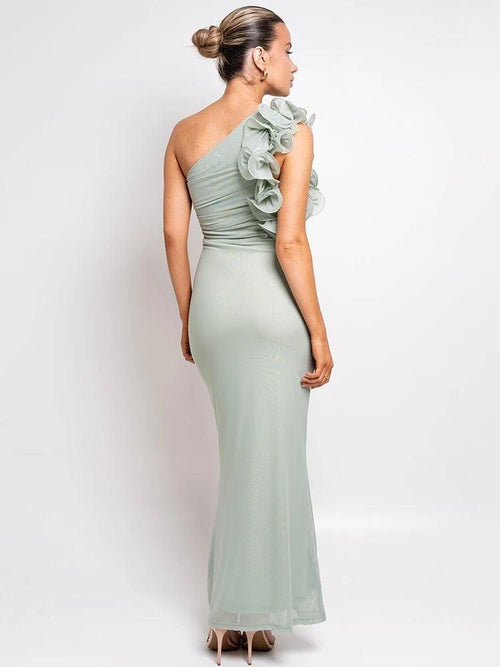 Robe Longue Asymétrique à une Épaule Lara