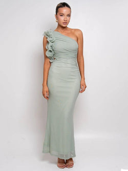 Robe Longue Asymétrique à une Épaule Lara