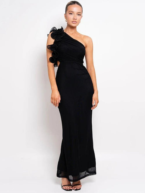 Robe Longue Asymétrique à une Épaule Lara