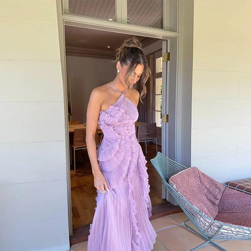 Robe Longue Asymétrique Plissée Calla