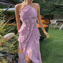 Robe Longue Asymétrique Plissée Calla