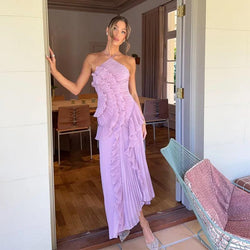 Robe Longue Asymétrique Plissée Calla