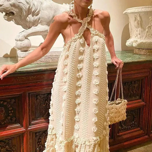 Robe Longue Bohème à Fleurs en Relief Henriette