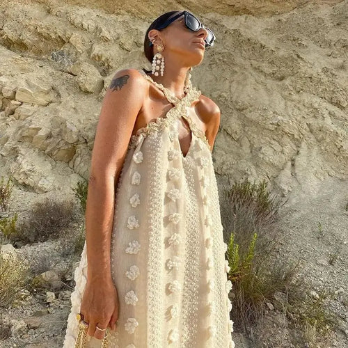 Robe Longue Bohème à Fleurs en Relief Henriette