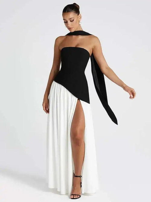 Robe Longue de Soirée Bustier Fendue Joséphine