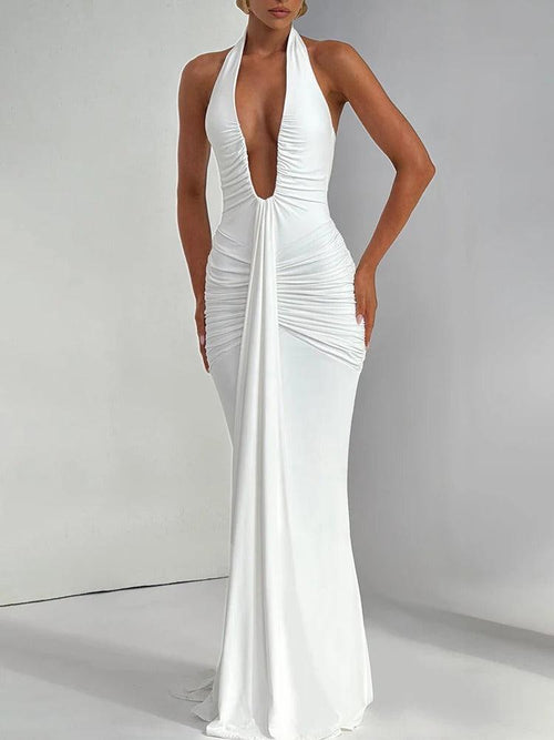 Robe Longue Dos Nu à Décolleté Plongeant Bellagio
