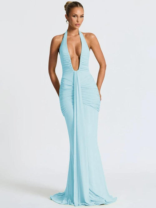 Robe Longue Dos Nu à Décolleté Plongeant Bellagio