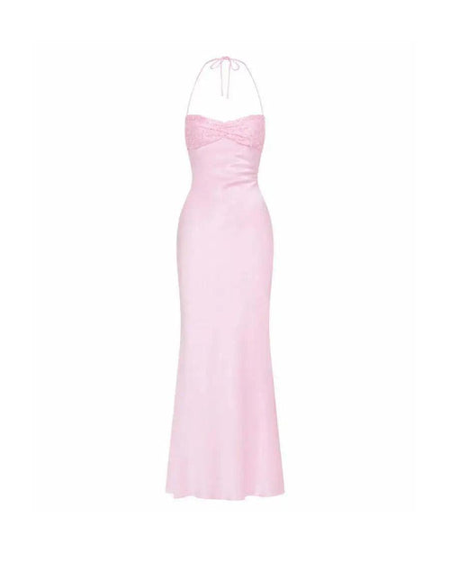 Robe Longue Dos Nu en Satin Cassis