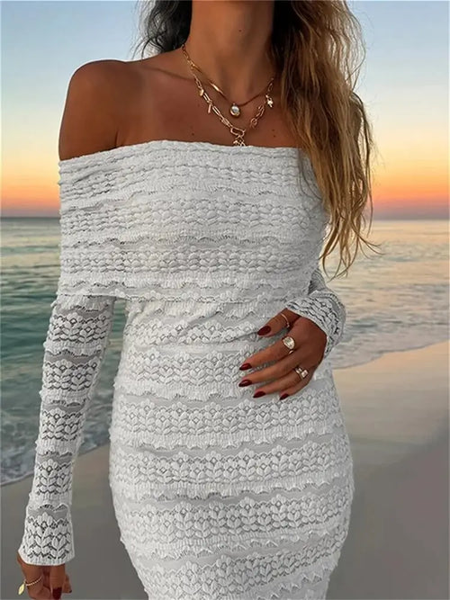 Robe Longue en Dentelle Suzanne - Blanc / XS