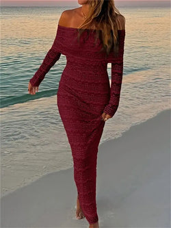 Robe Longue en Dentelle Suzanne - Bordeaux / XS