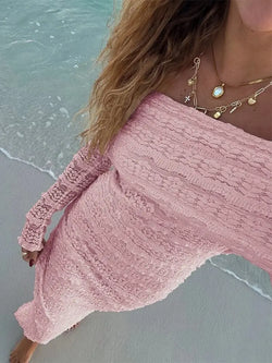 Robe Longue en Dentelle Suzanne - Rose / XS