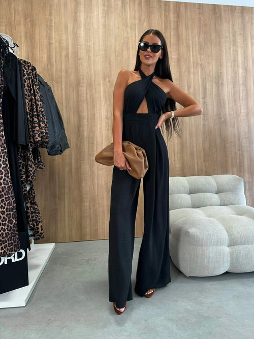 Robe Longue Encolure Américaine Delia - Noir / 34