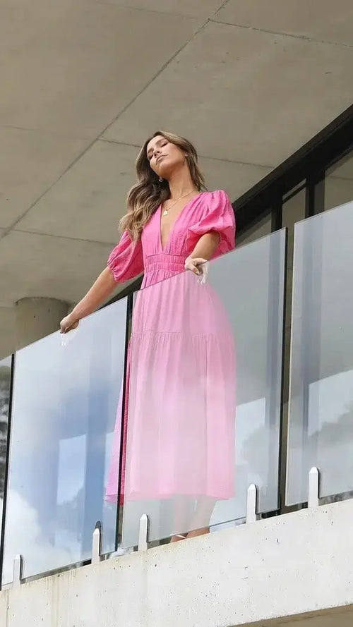 Robe Longue Fluide à Manches Bouffantes Eléonore