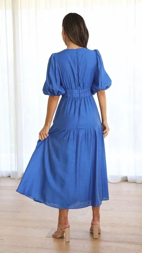 Robe Longue Fluide à Manches Bouffantes Eléonore