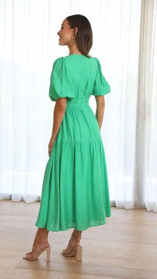 Robe Longue Fluide à Manches Bouffantes Eléonore