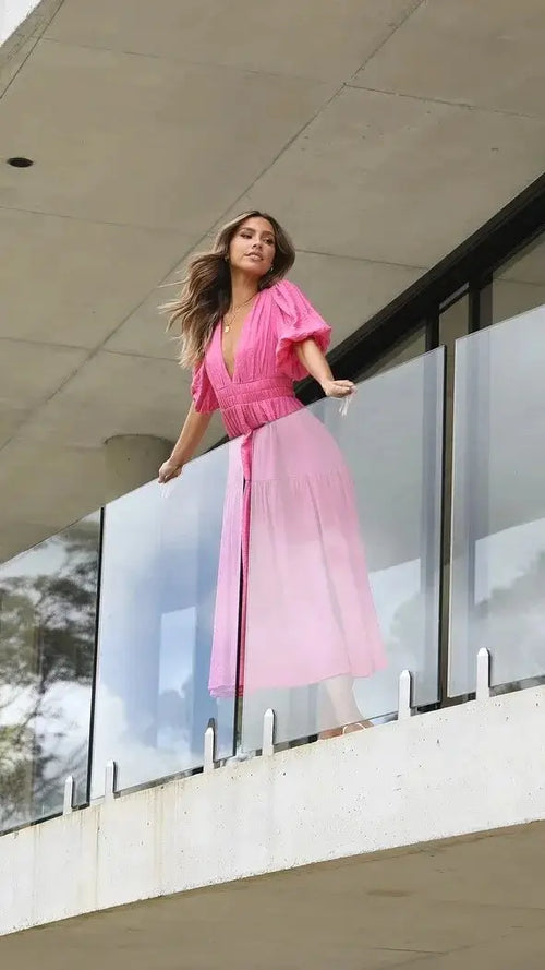 Robe Longue Fluide à Manches Bouffantes Eléonore