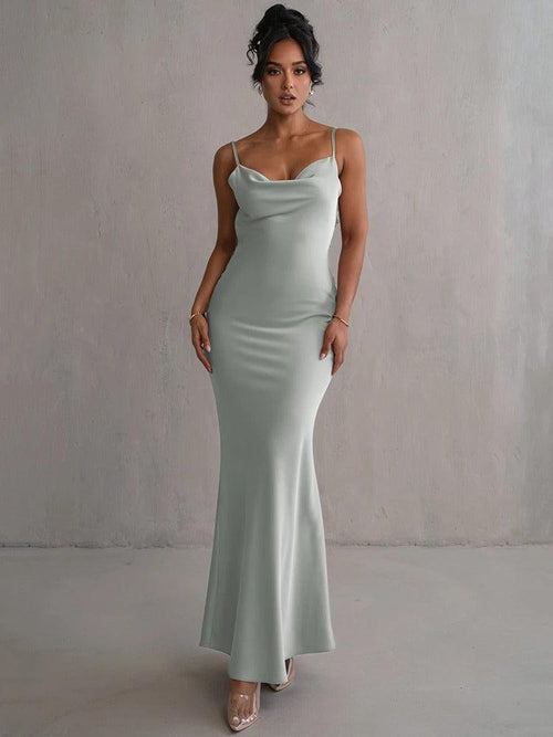 Robe longue satinée dos nu Lina