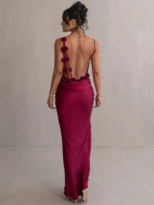 Robe longue satinée dos nu Lina