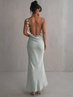 Robe longue satinée dos nu Lina
